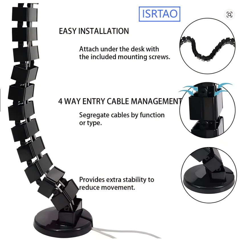 Work Office Furniture - ISRTAO Podblatowy Organizer Kabli, System Zarządzania
