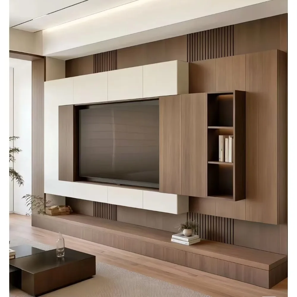 Office Furniture Custom - Nowoczesna, drewniana, niska szafka RTV z