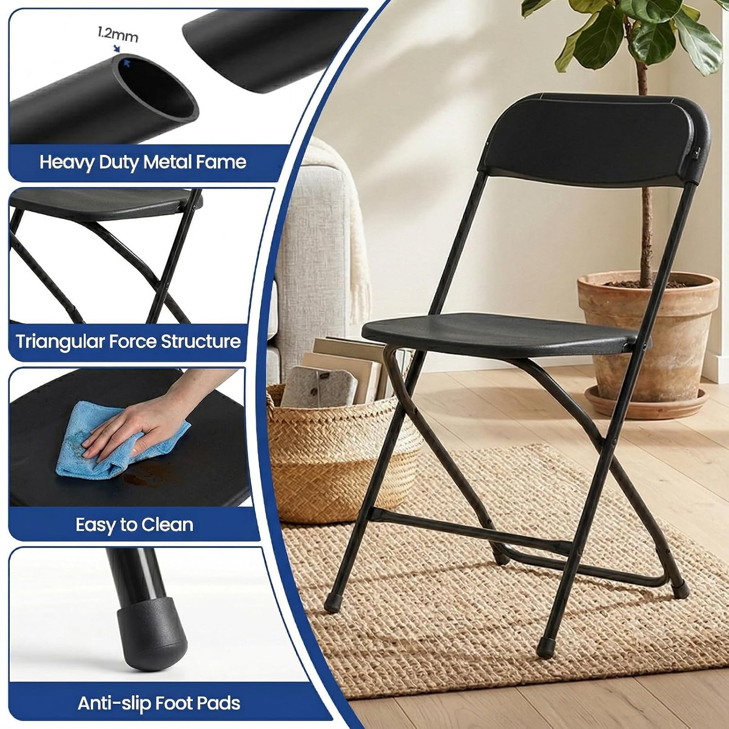 Czarne składane krzesło z meta – Office Furniture Custom recenzja i cena